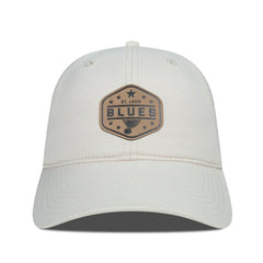 St. Louis Blues Men's Levelwear Faux Leather Patch Unstructured Adjustable Hat - Cream | NHL Lifestyle
