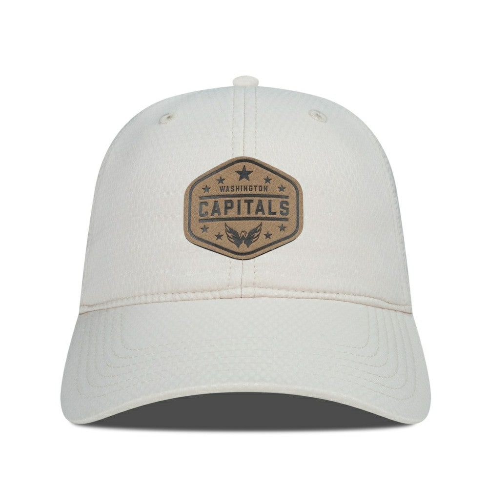 Washington Capitals Men's Levelwear Faux Leather Patch Unstructured Adjustable Hat - Cream | NHL on sale