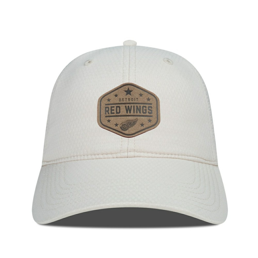 Detroit Red Wings Men's Levelwear Faux Leather Patch Unstructured Adjustable Hat - Cream | NHL near me