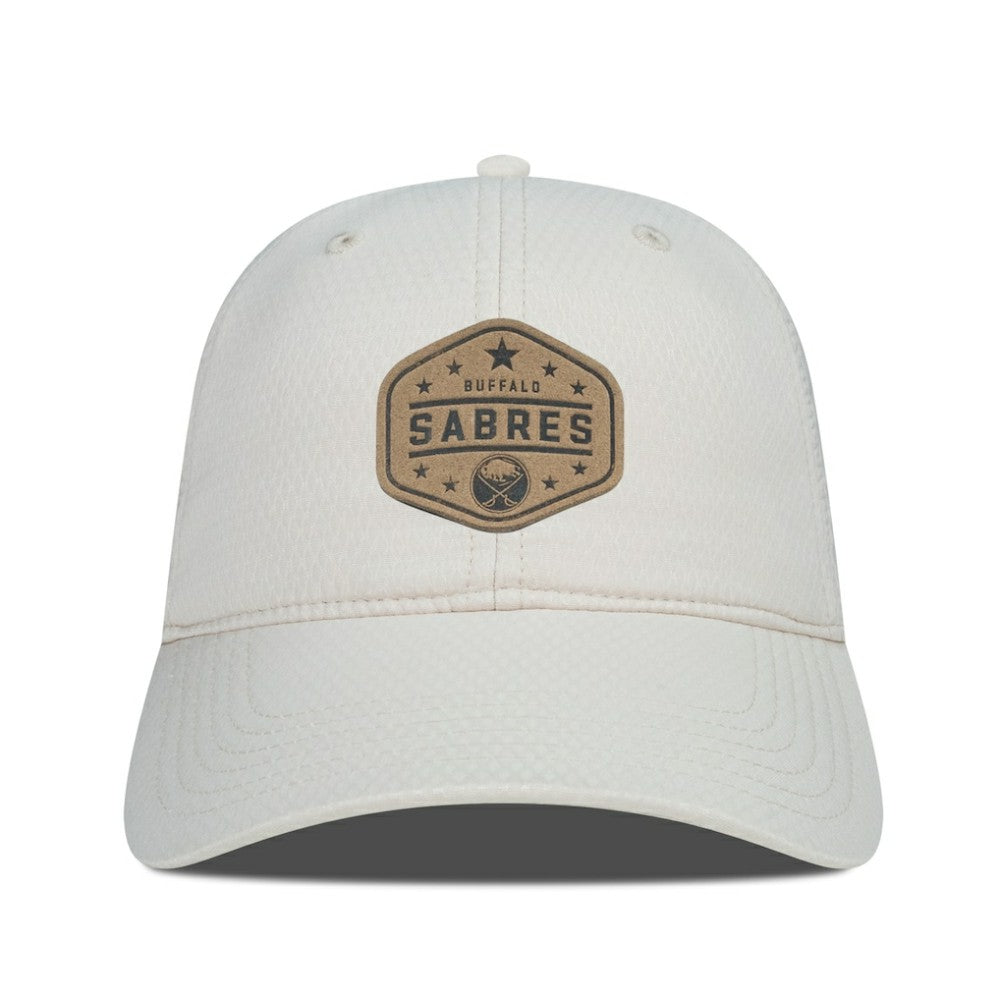Buffalo Sabres Men's Levelwear Faux Leather Patch Unstructured Adjustable Hat - Cream | NHL on sale