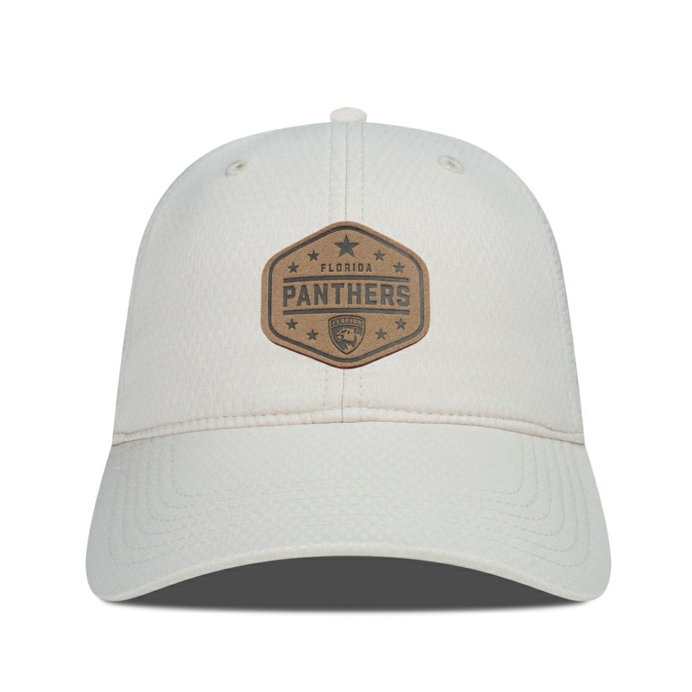 Florida Panthers Men's Levelwear Faux Leather Patch Unstructured Adjustable Hat - Cream | NHL Clearance