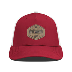 Detroit Red Wings Men's Levelwear Faux Leather Patch Structured Adjustable Hat - Red | NHL Lifestyle