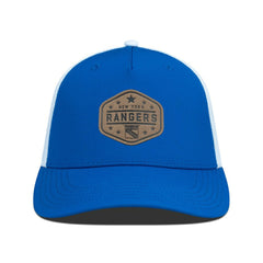 New York Rangers Men's Levelwear Faux Leather Patch Structured Adjustable Hat - Blue | NHL near me