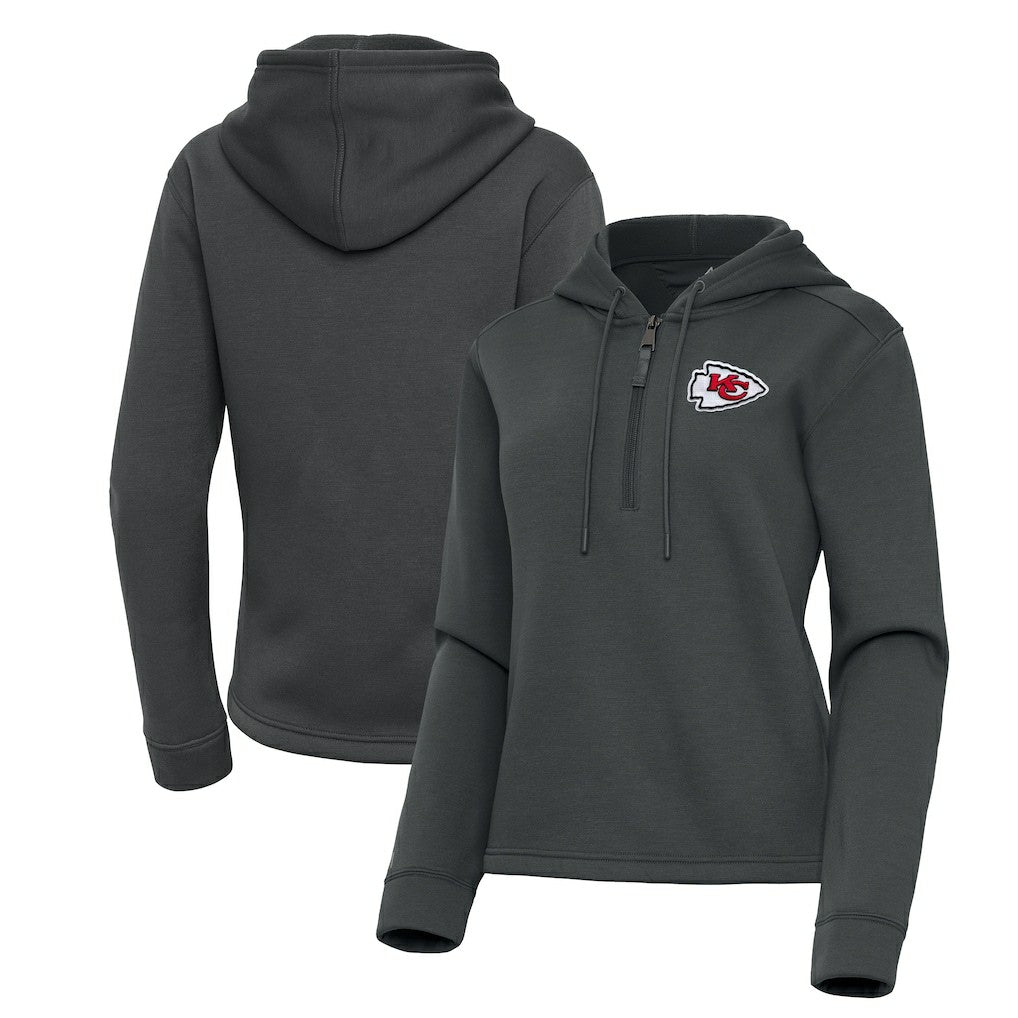 Kansas City Chiefs Antigua Women's Contemporary Quarter-Zip Hoodie - Pewter - NFL