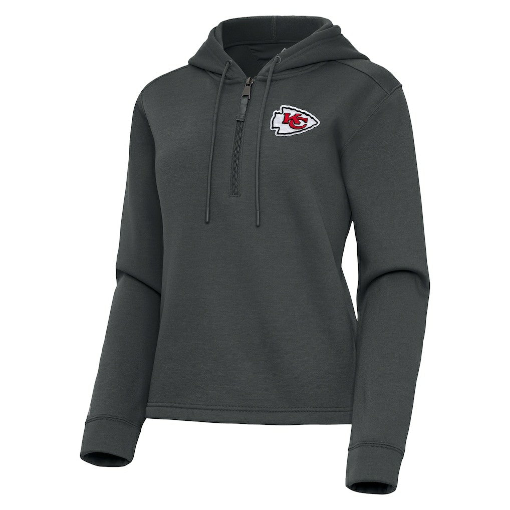 Kansas City Chiefs Antigua Women's Contemporary Quarter-Zip Hoodie - Pewter - NFL