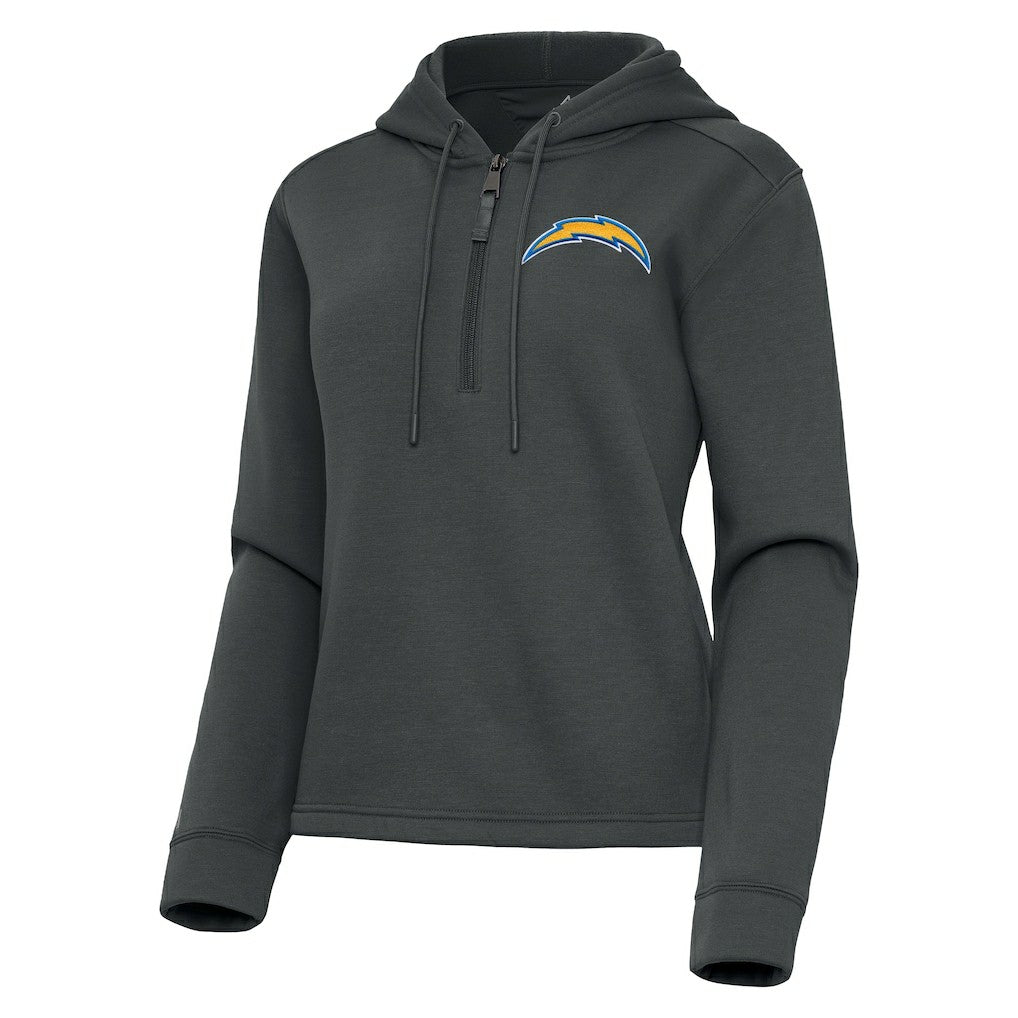 Los Angeles Chargers Antigua Women's Contemporary Quarter-Zip Hoodie - Pewter - NFL