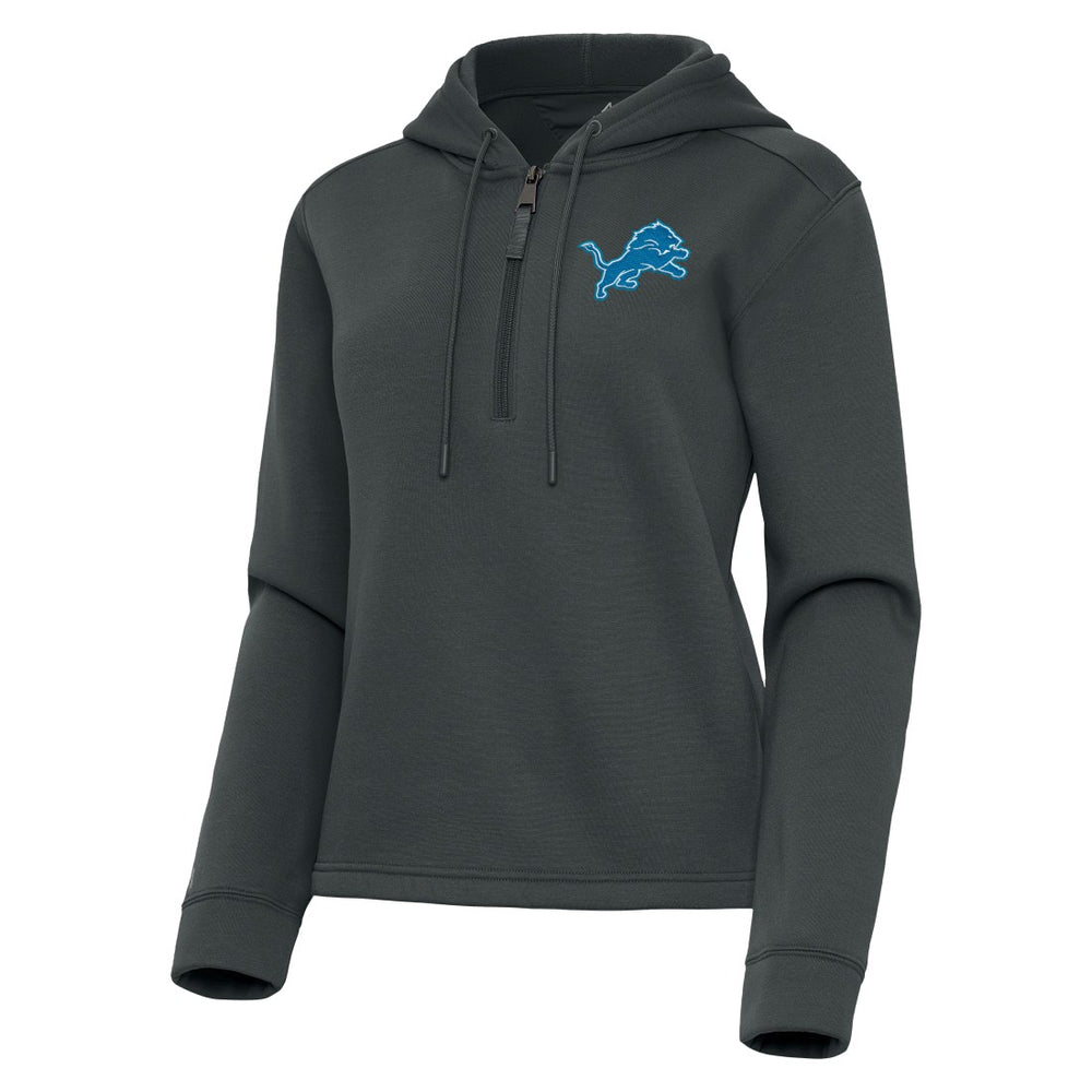 Detroit Lions Antigua Women's Contemporary Quarter-Zip Hoodie - Pewter - NFL