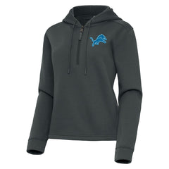 Detroit Lions Antigua Women's Contemporary Quarter-Zip Hoodie - Pewter - NFL