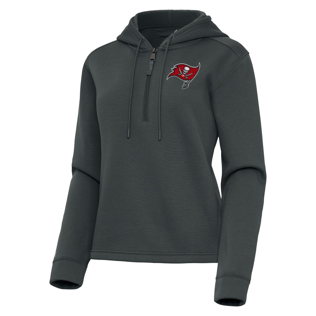 Tampa Bay Buccaneers Antigua Women's Contemporary Quarter-Zip Hoodie - Pewter - NFL