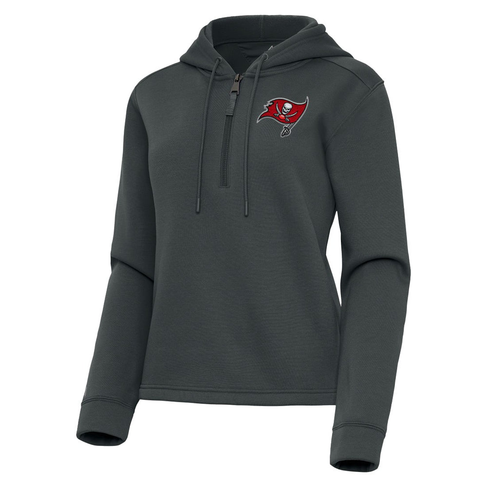 Tampa Bay Buccaneers Antigua Women's Contemporary Quarter-Zip Hoodie - Pewter - NFL