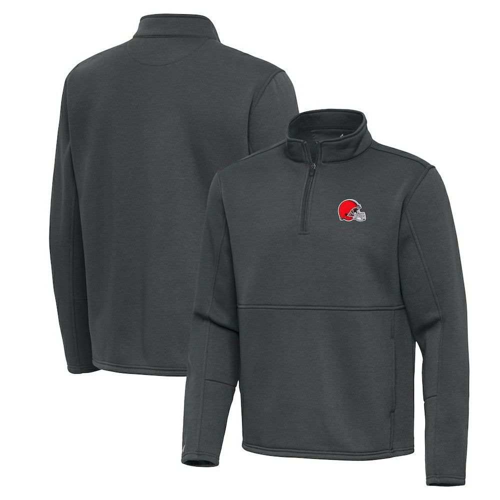 Cleveland Browns Antigua Twist Quarter-Zip Pullover Jacket - Pewter - NFL