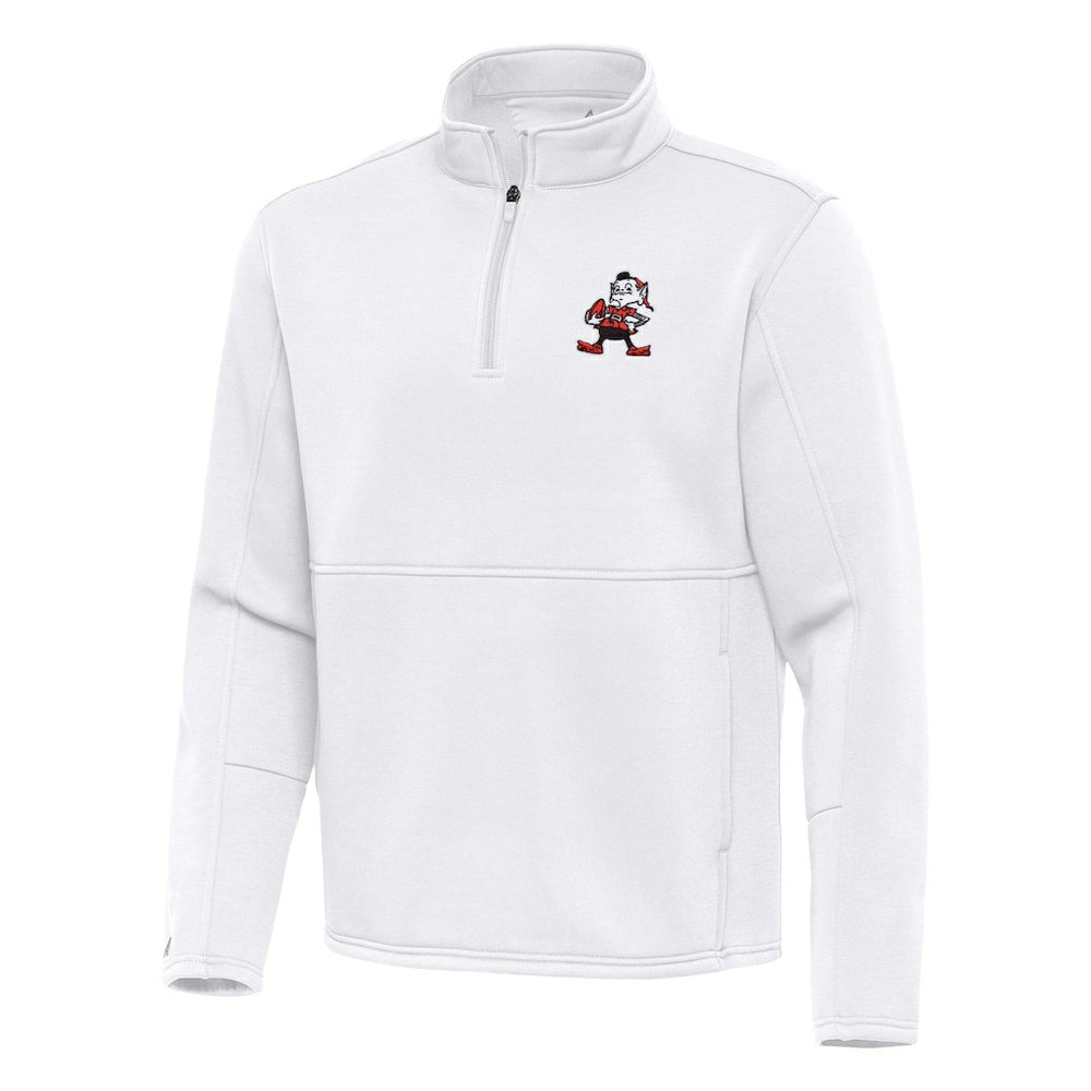 Cleveland Browns Antigua Twist Quarter-Zip Pullover Jacket - White - NFL