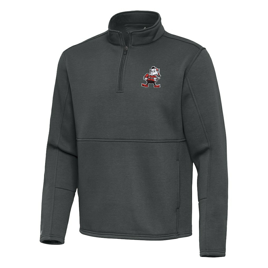 Cleveland Browns Antigua Twist Quarter-Zip Pullover Jacket - Pewter - NFL