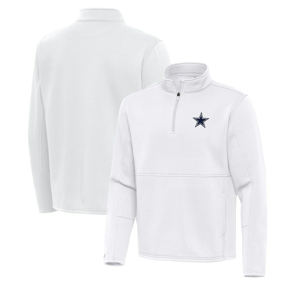 Dallas Cowboys Antigua Twist Quarter-Zip Pullover Jacket - White - NFL