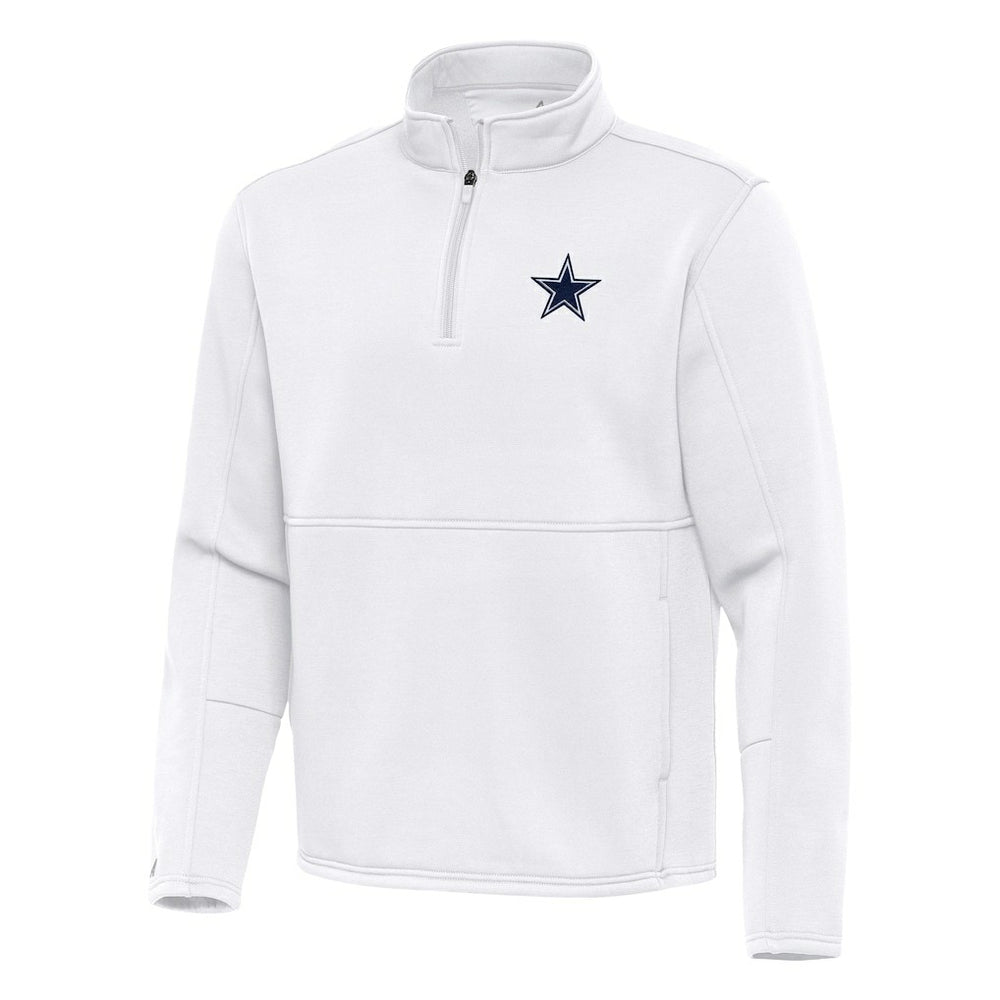 Dallas Cowboys Antigua Twist Quarter-Zip Pullover Jacket - White - NFL