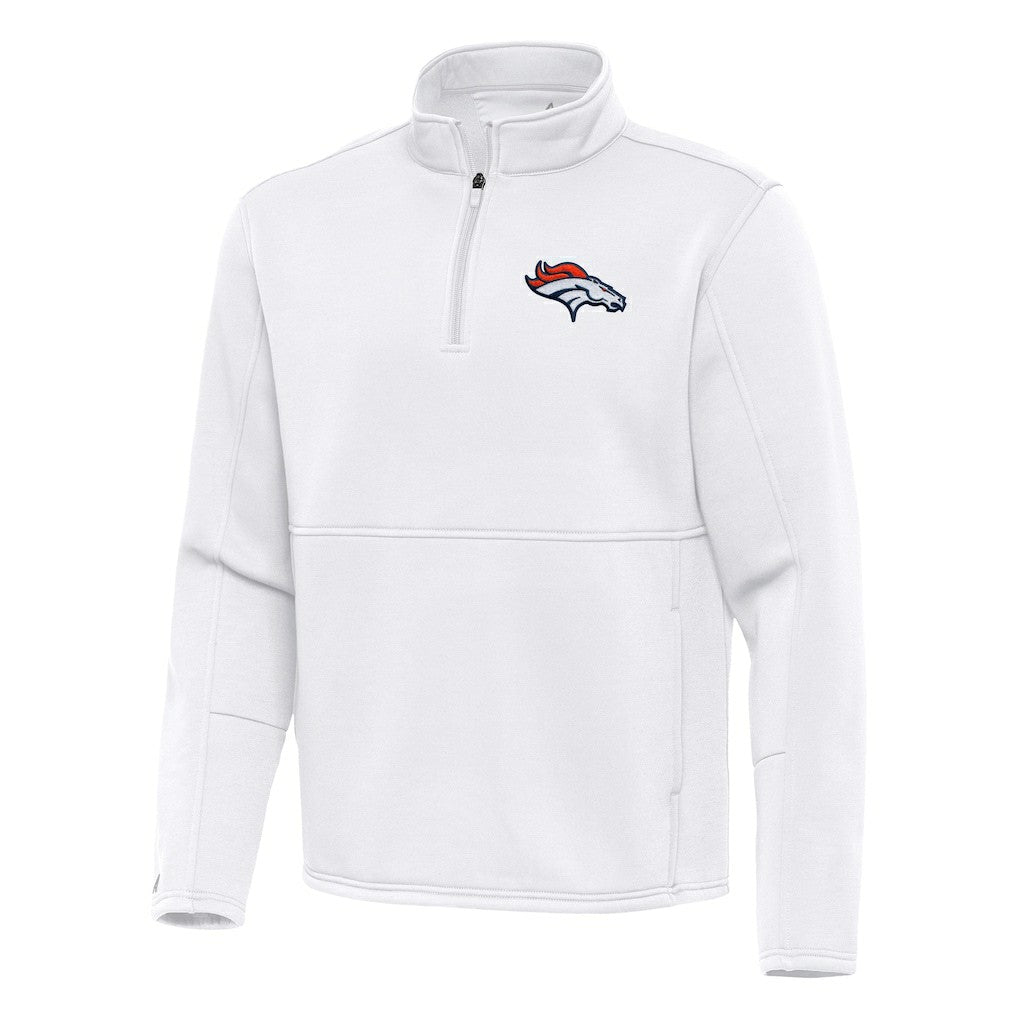 Denver Broncos Antigua Twist Quarter-Zip Pullover Jacket - White - NFL