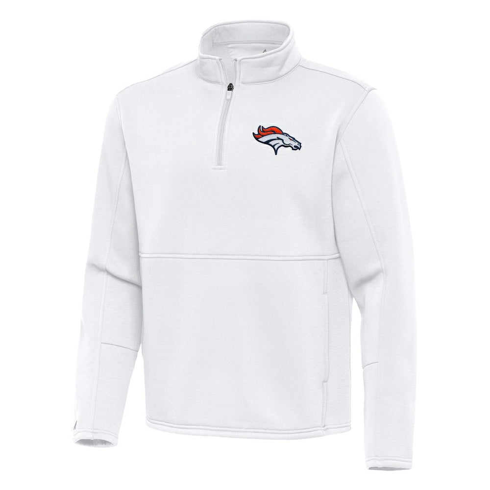 Denver Broncos Antigua Twist Quarter-Zip Pullover Jacket - White - NFL