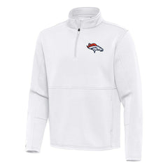 Denver Broncos Antigua Twist Quarter-Zip Pullover Jacket - White - NFL