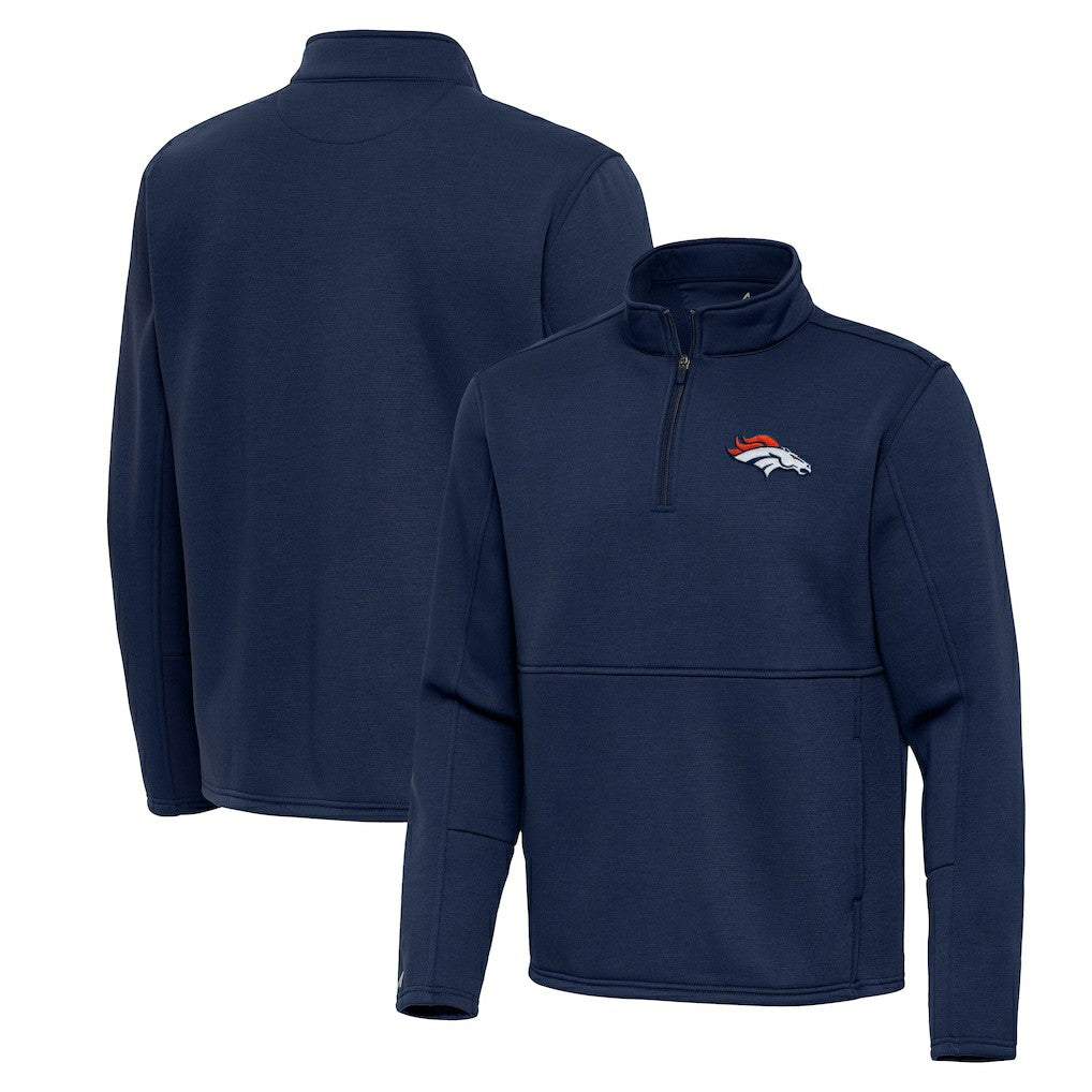 Denver Broncos Antigua Twist Quarter-Zip Pullover Jacket - Navy - NFL