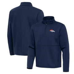 Denver Broncos Antigua Twist Quarter-Zip Pullover Jacket - Navy - NFL