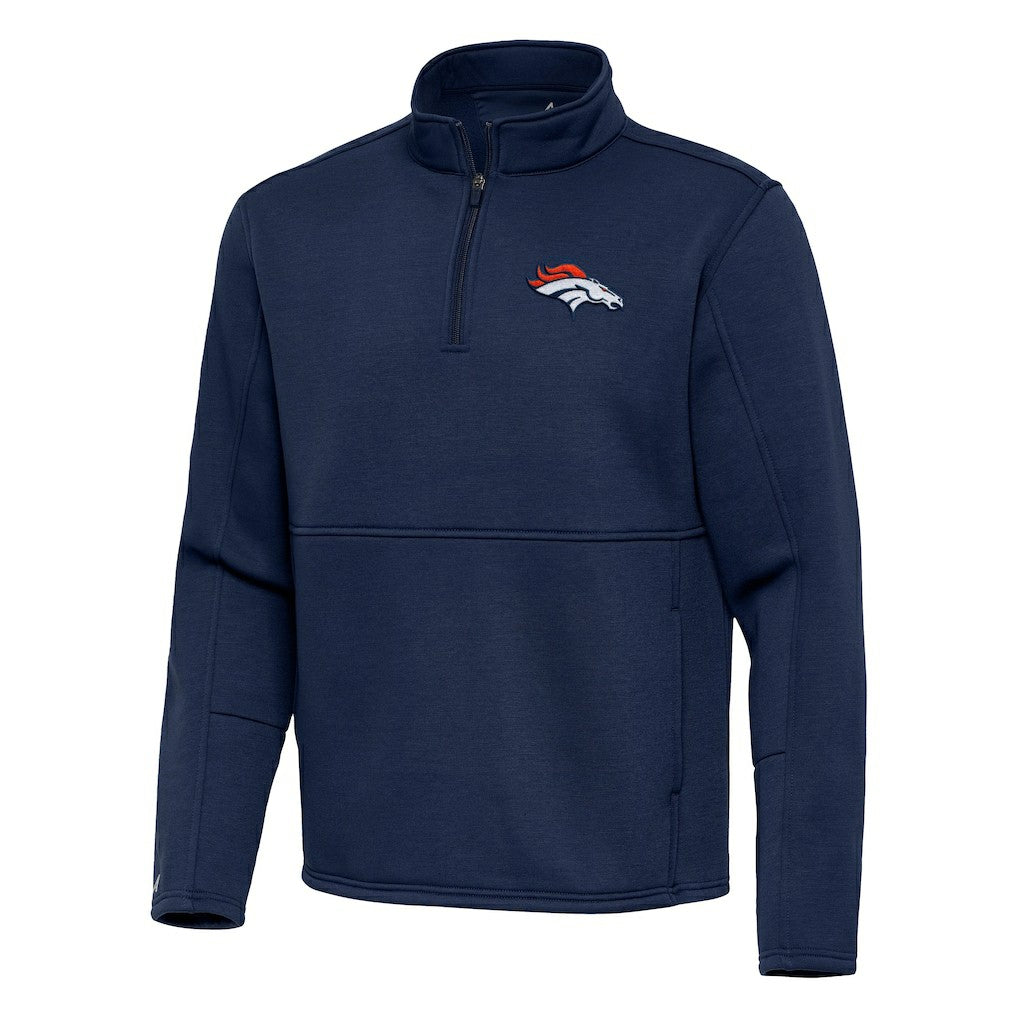 Denver Broncos Antigua Twist Quarter-Zip Pullover Jacket - Navy - NFL