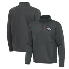 Denver Broncos Antigua Twist Quarter-Zip Pullover Jacket - Pewter - NFL