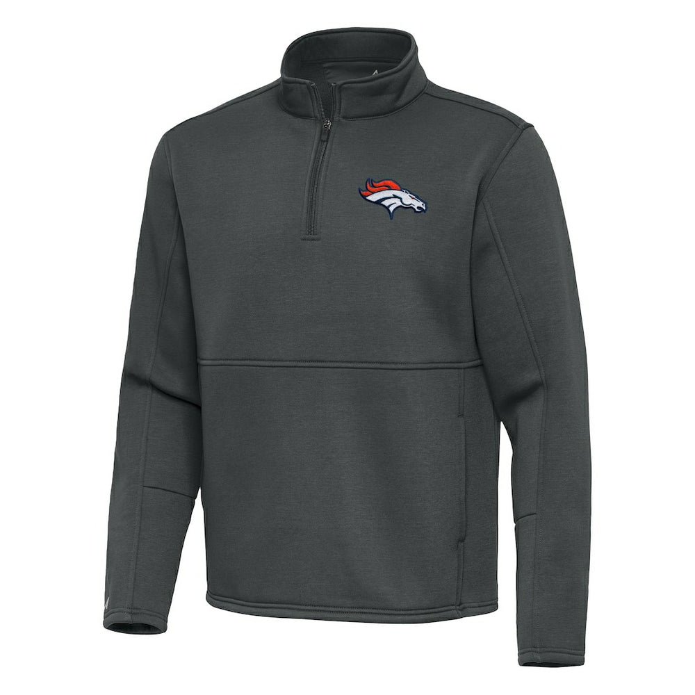 Denver Broncos Antigua Twist Quarter-Zip Pullover Jacket - Pewter - NFL