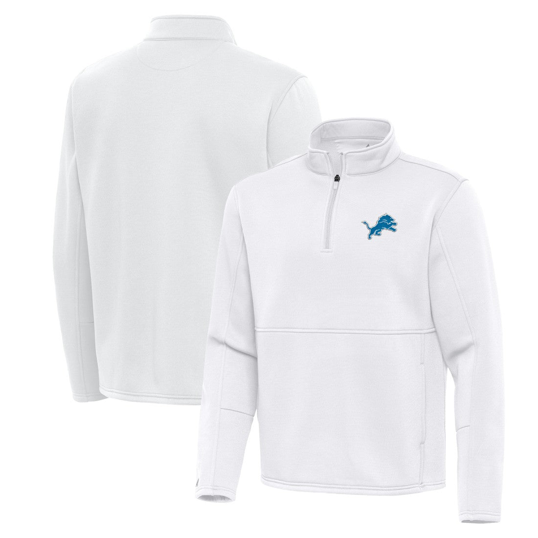 Detroit Lions Antigua Twist Quarter-Zip Pullover Jacket - White - NFL