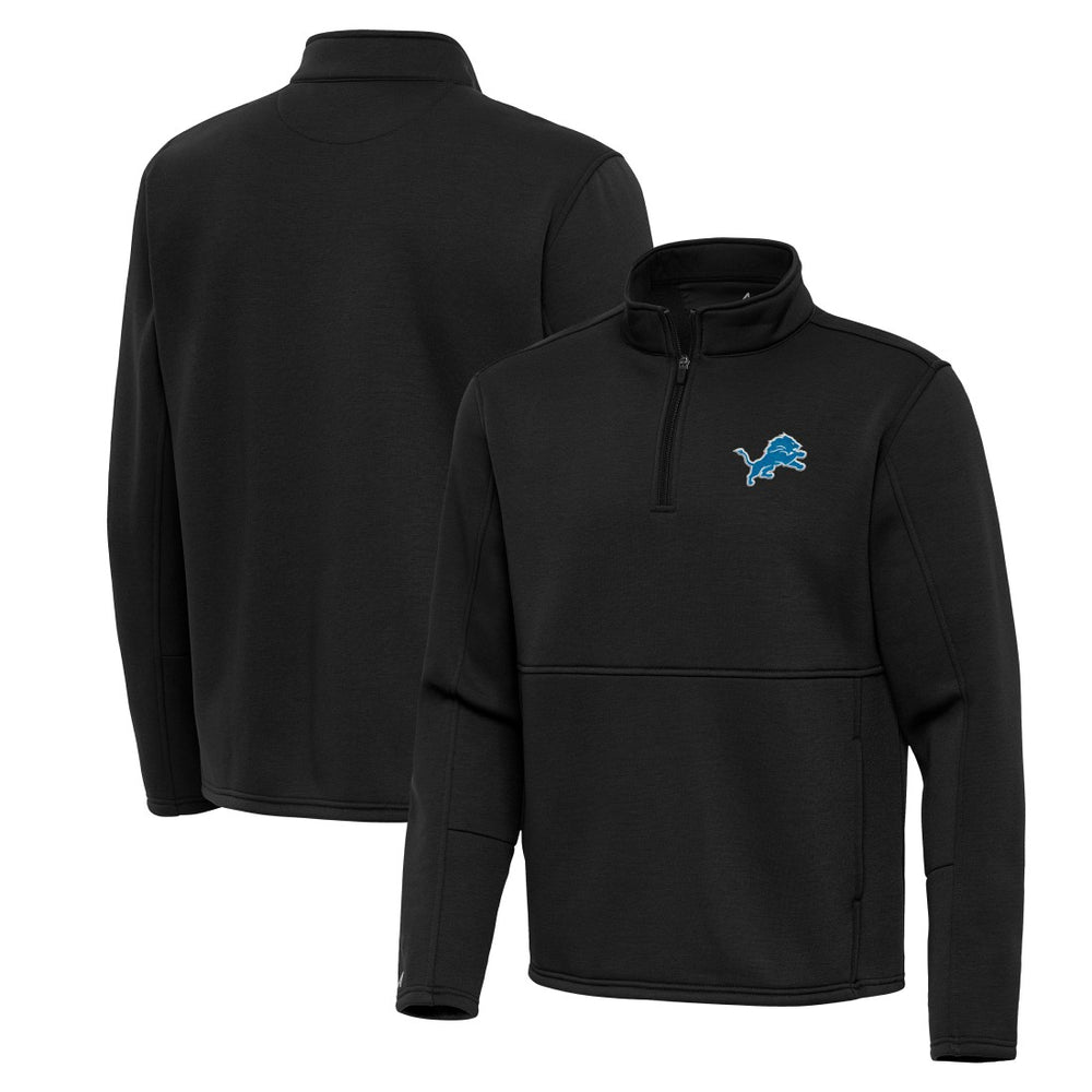 Detroit Lions Antigua Twist Quarter-Zip Pullover Jacket - Black - NFL