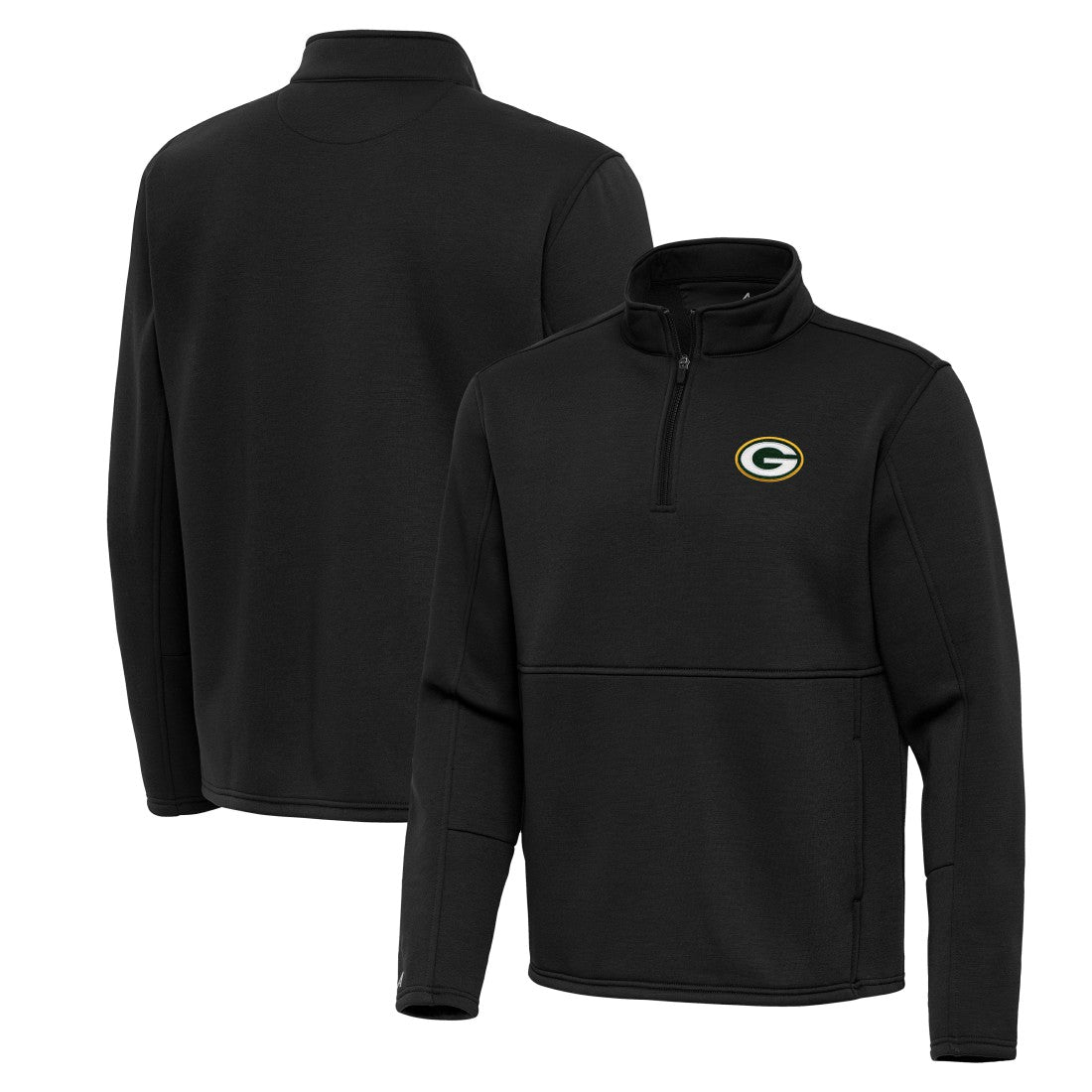 Green Bay Packers Antigua Twist Quarter-Zip Pullover Jacket - Black - NFL