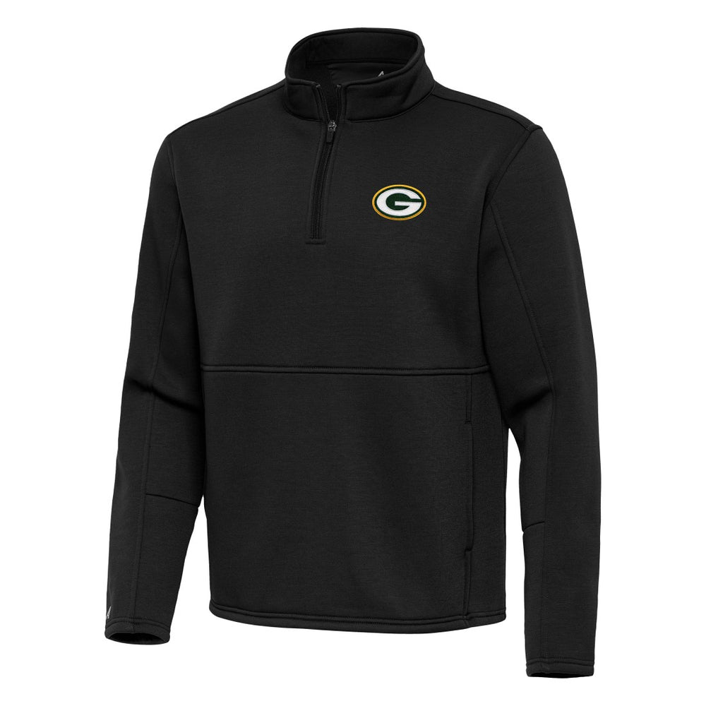 Green Bay Packers Antigua Twist Quarter-Zip Pullover Jacket - Black - NFL