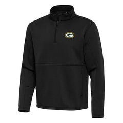 Green Bay Packers Antigua Twist Quarter-Zip Pullover Jacket - Black - NFL