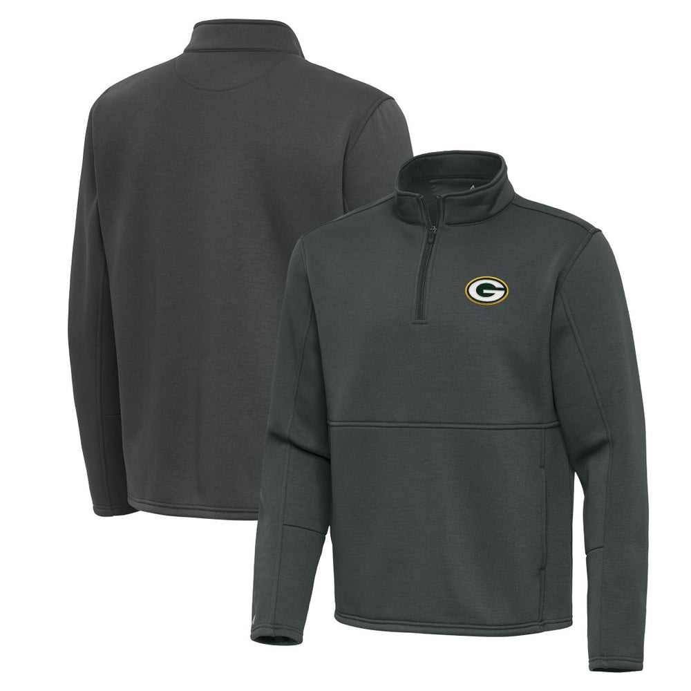 Green Bay Packers Antigua Twist Quarter-Zip Pullover Jacket - Pewter - NFL