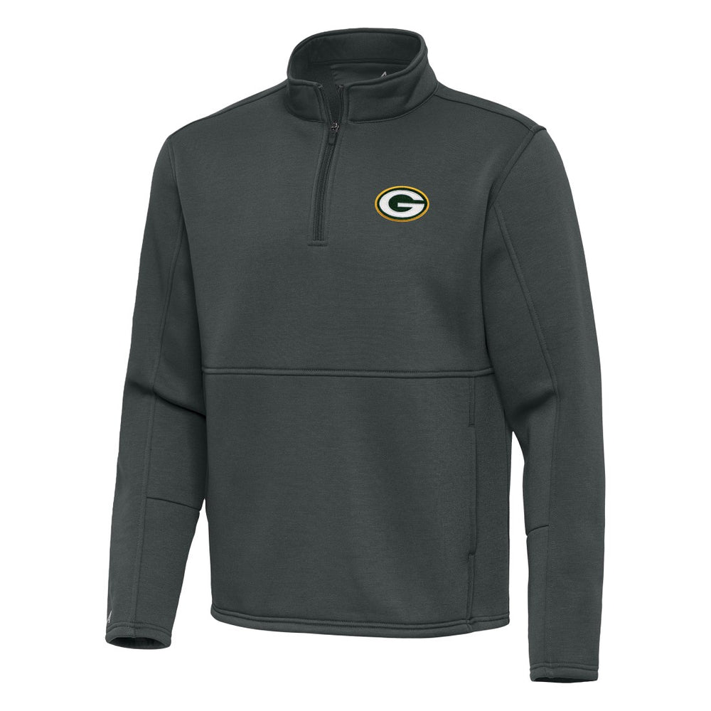 Green Bay Packers Antigua Twist Quarter-Zip Pullover Jacket - Pewter - NFL