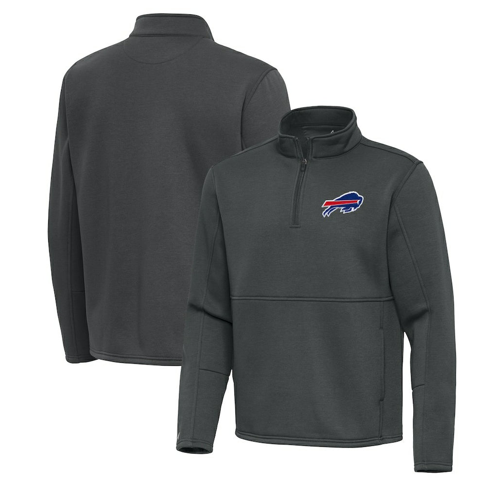 Buffalo Bills Antigua Twist Quarter-Zip Pullover Jacket - Pewter - NFL