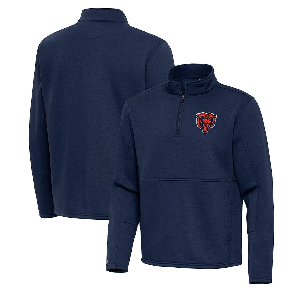 Chicago Bears Antigua Twist Quarter-Zip Pullover Jacket - Navy - NFL