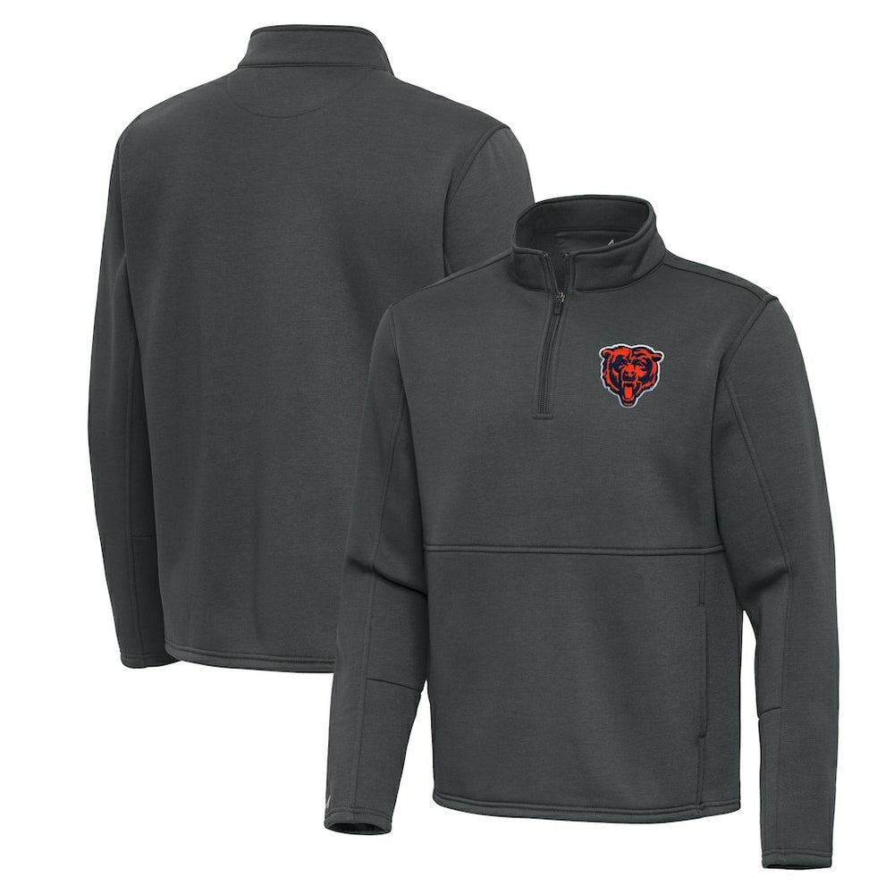 Chicago Bears Antigua Twist Quarter-Zip Pullover Jacket - Pewter - NFL