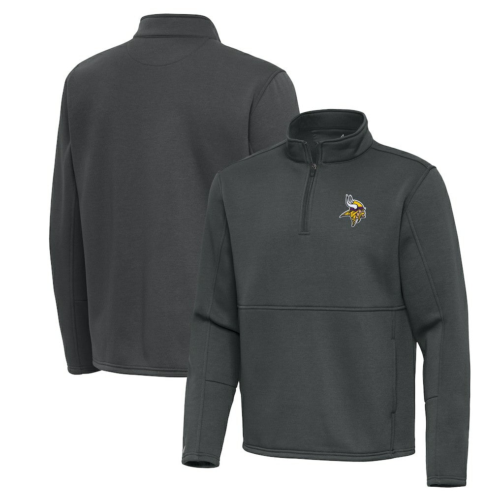 Minnesota Vikings Antigua Twist Quarter-Zip Pullover Jacket - Pewter - NFL