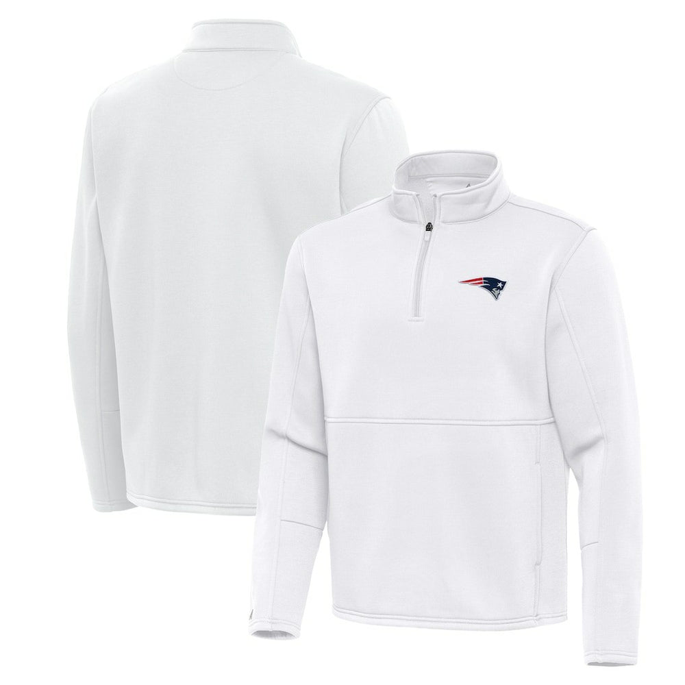 New England Patriots Antigua Twist Quarter-Zip Pullover Jacket - White - NFL