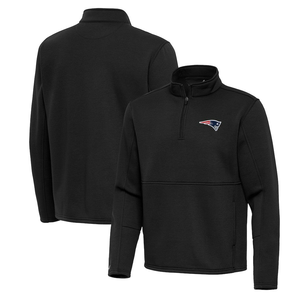 New England Patriots Antigua Twist Quarter-Zip Pullover Jacket - Black - NFL