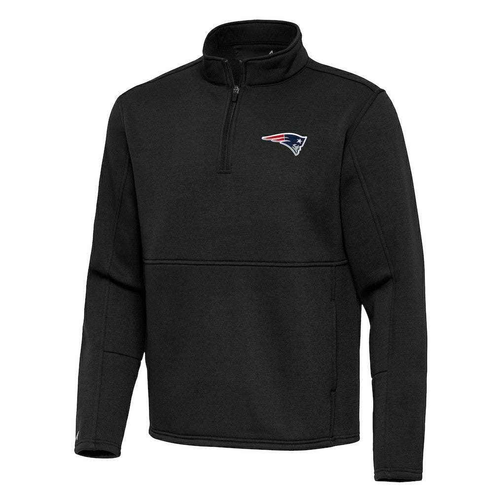 New England Patriots Antigua Twist Quarter-Zip Pullover Jacket - Black - NFL