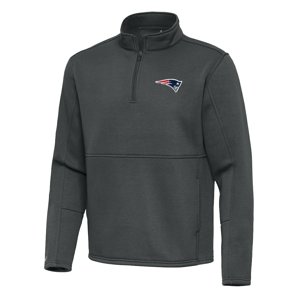 New England Patriots Antigua Twist Quarter-Zip Pullover Jacket - Pewter - NFL