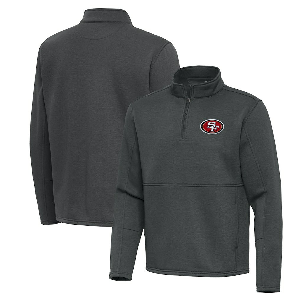San Francisco 49ers Antigua Twist Quarter-Zip Pullover Jacket - Pewter - NFL