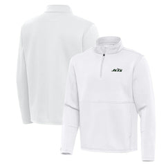 New York Jets Antigua Twist Quarter-Zip Pullover Jacket - White - NFL