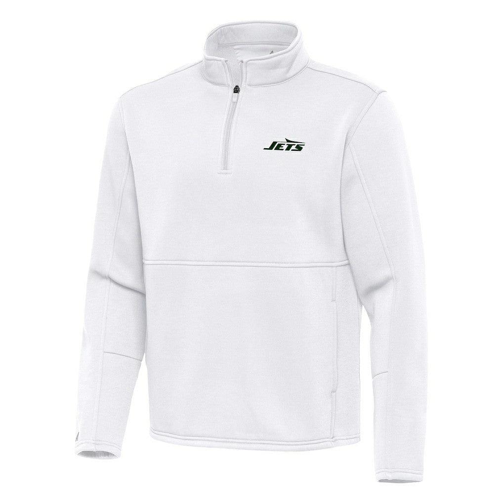 New York Jets Antigua Twist Quarter-Zip Pullover Jacket - White - NFL
