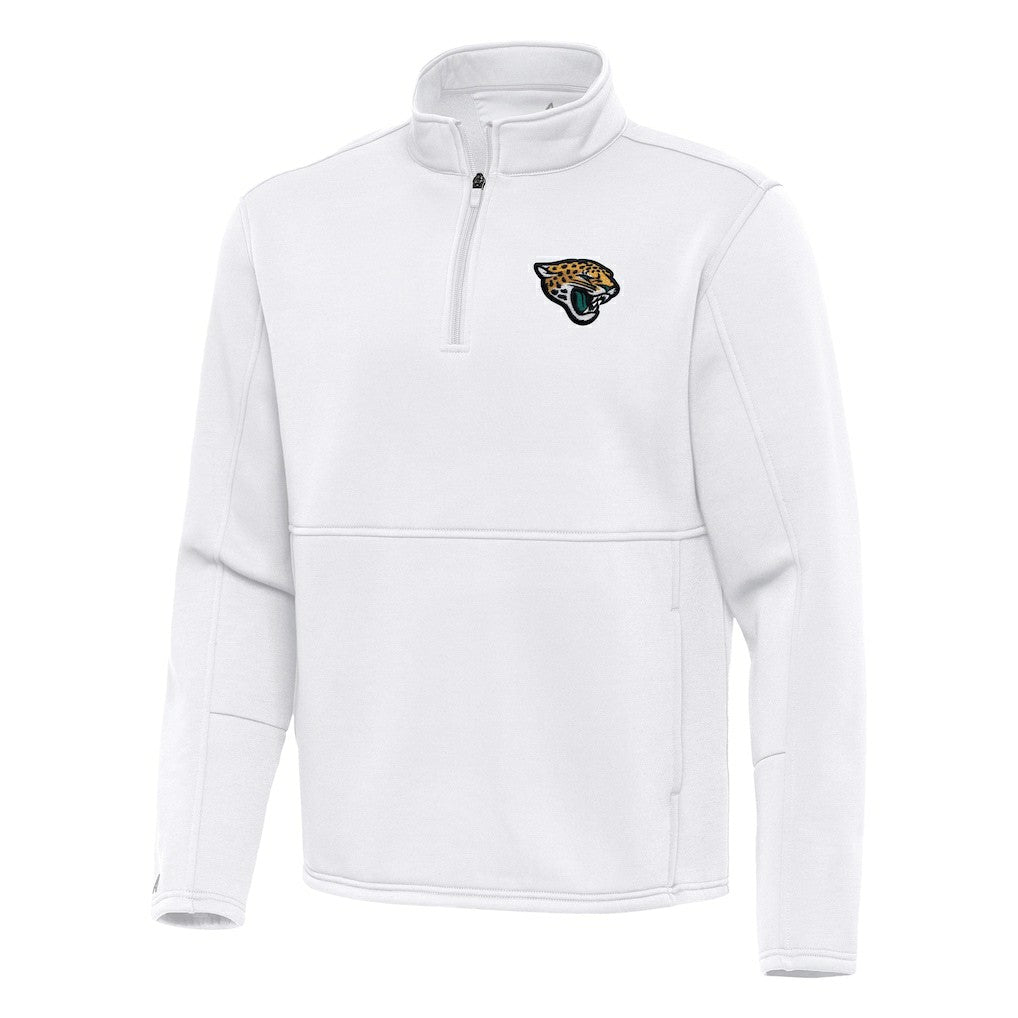 Jacksonville Jaguars Antigua Twist Quarter-Zip Pullover Jacket - White - NFL