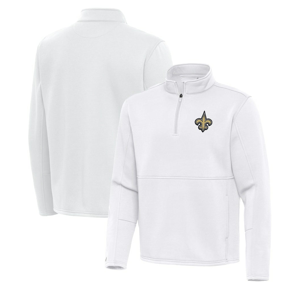 New Orleans Saints Antigua Twist Quarter-Zip Pullover Jacket - White - NFL