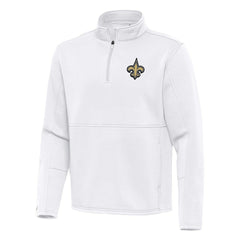 New Orleans Saints Antigua Twist Quarter-Zip Pullover Jacket - White - NFL