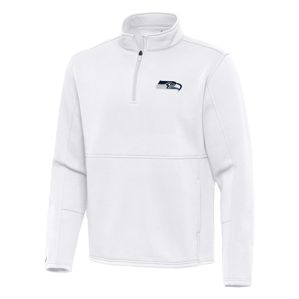 Seattle Seahawks Antigua Twist Quarter-Zip Pullover Jacket - White - NFL