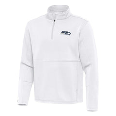 Seattle Seahawks Antigua Twist Quarter-Zip Pullover Jacket - White - NFL